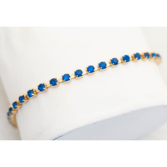 6.5'' Vintage Blue Rhinestone Bracelet by Avon - A6 - Picture 1 of 3
